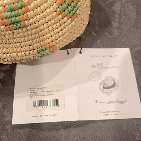 New With Tags Sensi-Studio Exclusive Leopard Print Straw Cap (Never Worn) - Picture 3 of 8